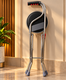 2-in-1 Folding Walking Cane with Comfort Seat & Backrest