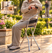 2-in-1 Folding Walking Cane with Comfort Seat & Backrest