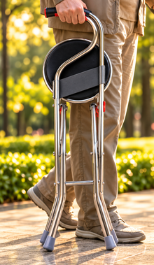 2-in-1 Folding Walking Cane with Comfort Seat & Backrest