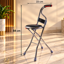 2-in-1 Folding Walking Cane with Comfort Seat & Backrest