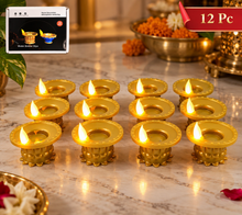 Golden Glow Water-Activated LED Diyas – Set of 12