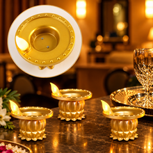 Golden Glow Water-Activated LED Diyas – Set of 12