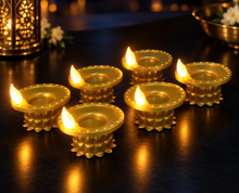 Golden Glow Water-Activated LED Diyas – Set of 12
