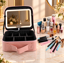 LED Vanity Makeup Organizer with Touch Mirror