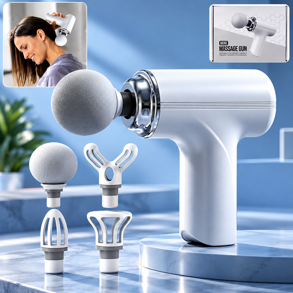 Portable Percussion Body Massager with Interchangeable Heads