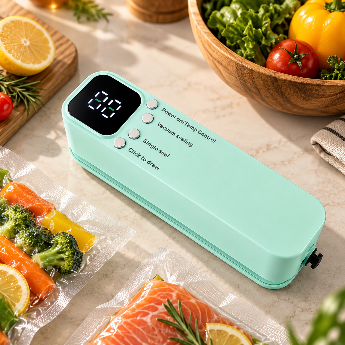 Portable Vacuum Freshness Sealer – USB Rechargeable Food Storage Pump