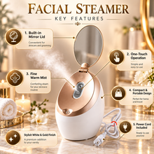 Warm Mist Facial Steamer with Integrated Mirror